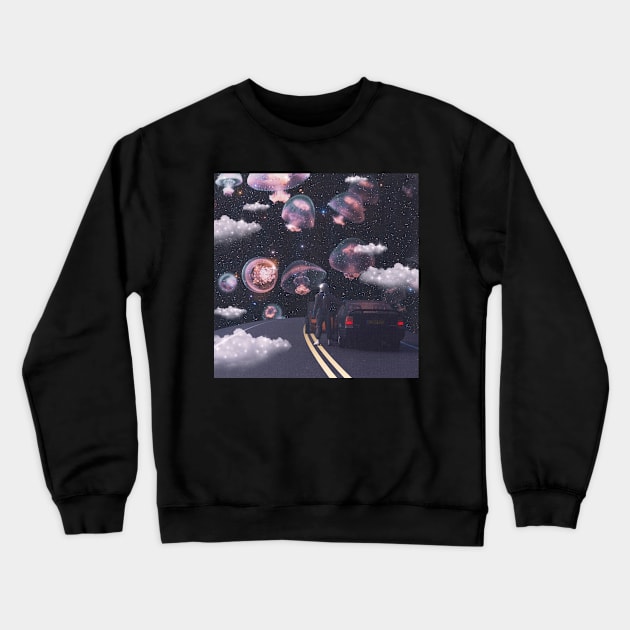 Cosmic Jellyfish Highway Crewneck Sweatshirt by RiddhiShah